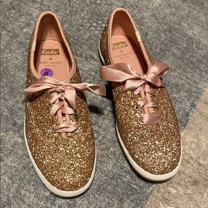 Keds Kate Spade Rose gold glitter shoes size 8 in like new condition worn once